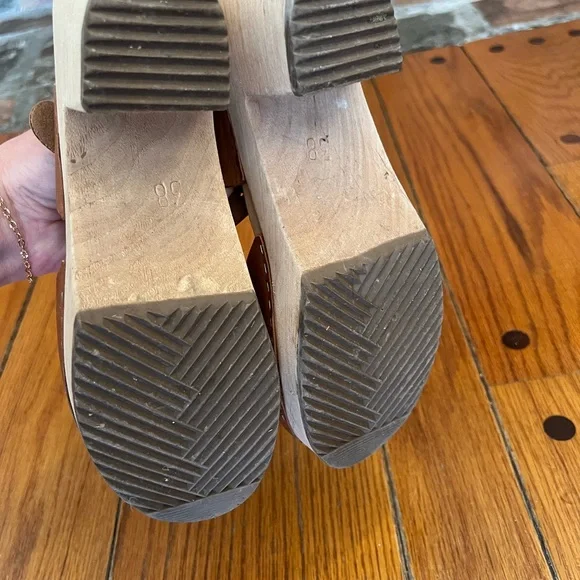 Lotta From Stockholm Brown Leather Mary Jane Clog Mules - Picture 6 of 6